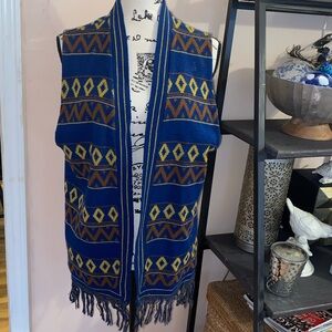 Vintage 70’s Fringed Unisex Sweater Vest size Medium Hippie Grandpa Boho